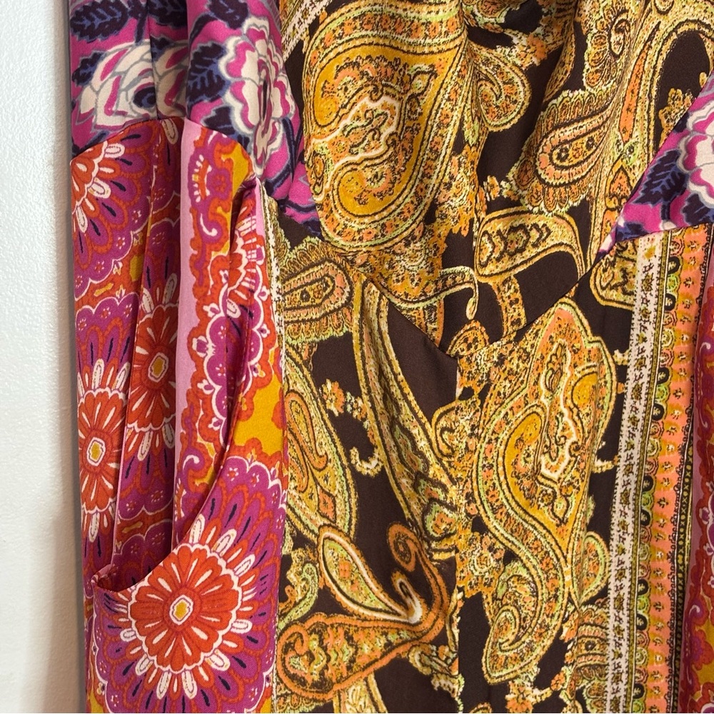 Free People Miranda Paisley Scarf Print Halter Wide Crop Leg Jumpsuit M - Picture 4 of 14